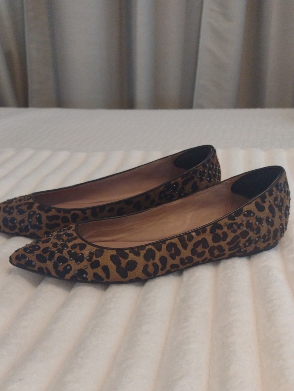 Genuine Leather Leopard Print Flats Women's 8.5 Studded Ella Moss